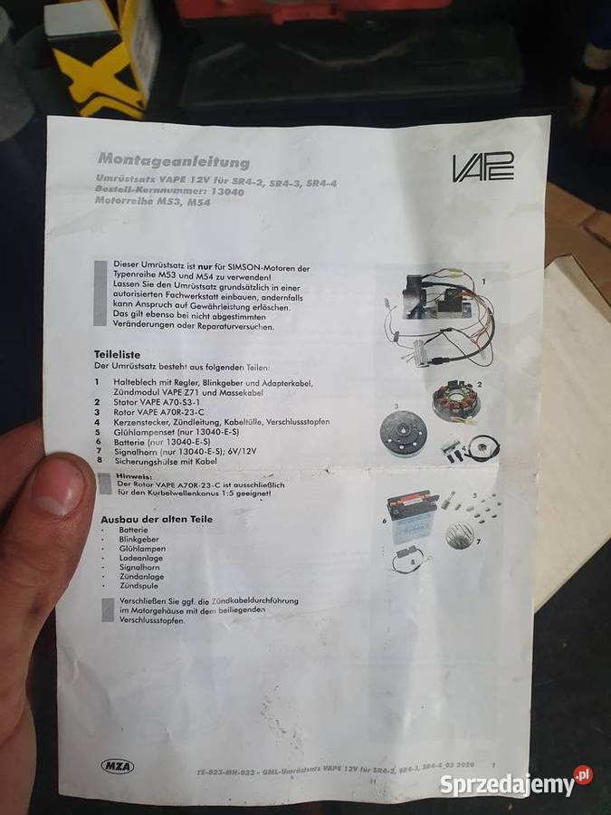 Zapłon vape simson sr4 Świecie