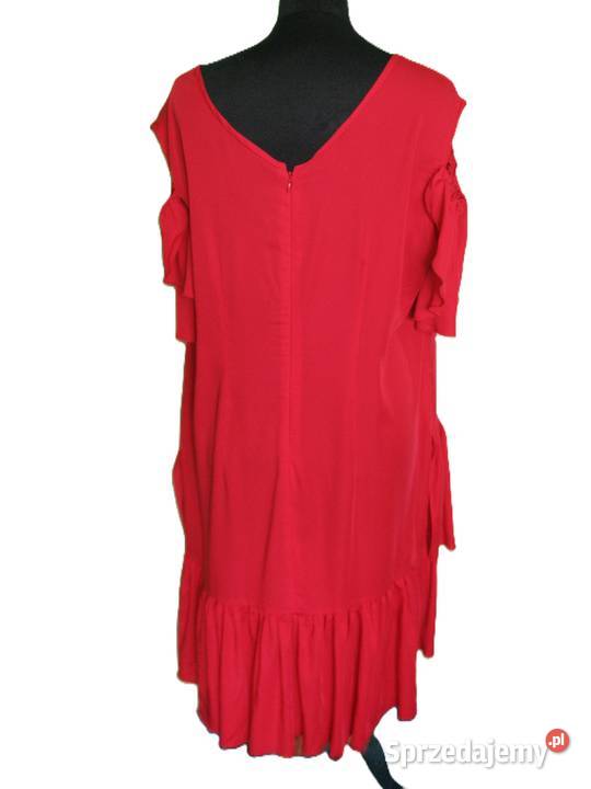 Sukienka z satyny elastycznej 48 4xl biust 116 Z falbankami  Moda i Styl
