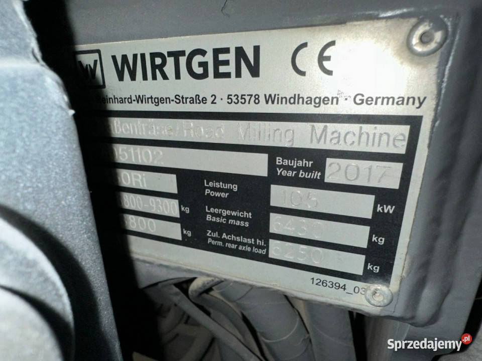 frezarka Wirtgen W50Ri Wirtgen W 50 Ri FREZARKA pełny VAT Pozostałe Łaziska Górne