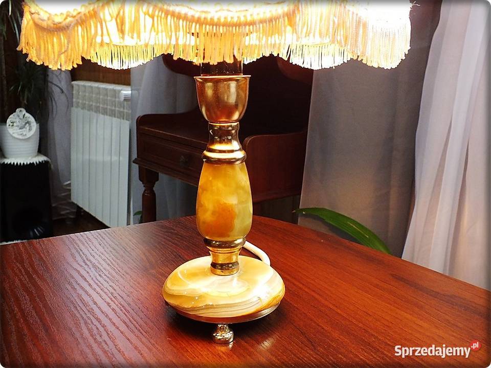 Stara Lampka nocna z onyksem połowa XX wieku Żary