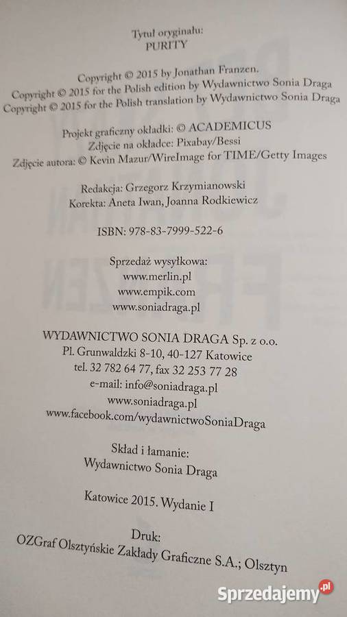 Książka pt Bez skazy Jonathan Franzen wielkopolskie Leszno