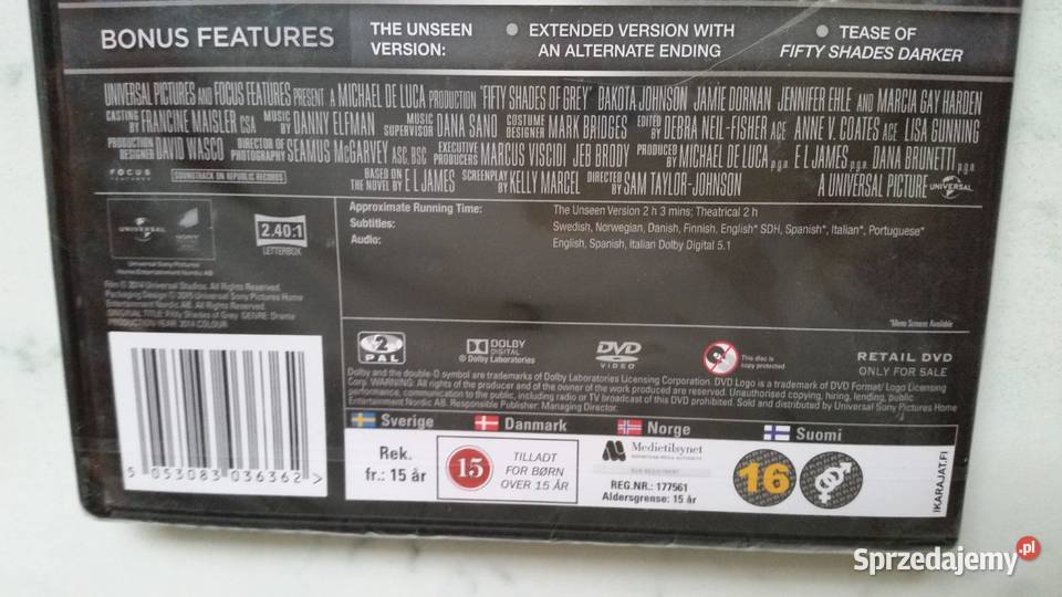 Film FIFTY SHADES OF GREY 2015 Universal DVD Puławy