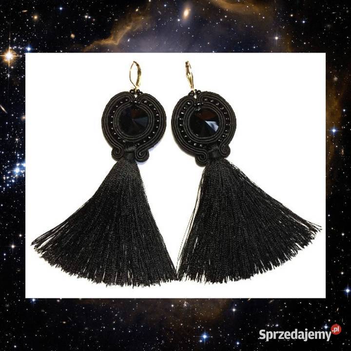 CZARNE KOLCZYKI Z CHWOSTEM SUTASZ Kolczyki Warszawa sprzedam