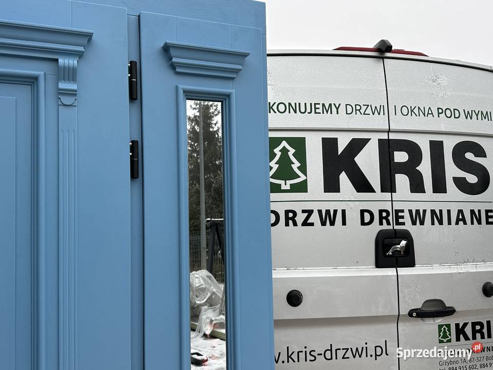 Drzwi zewnętrzne drewniane RĘKI Z SCHLAGE CAŁA Grzybno