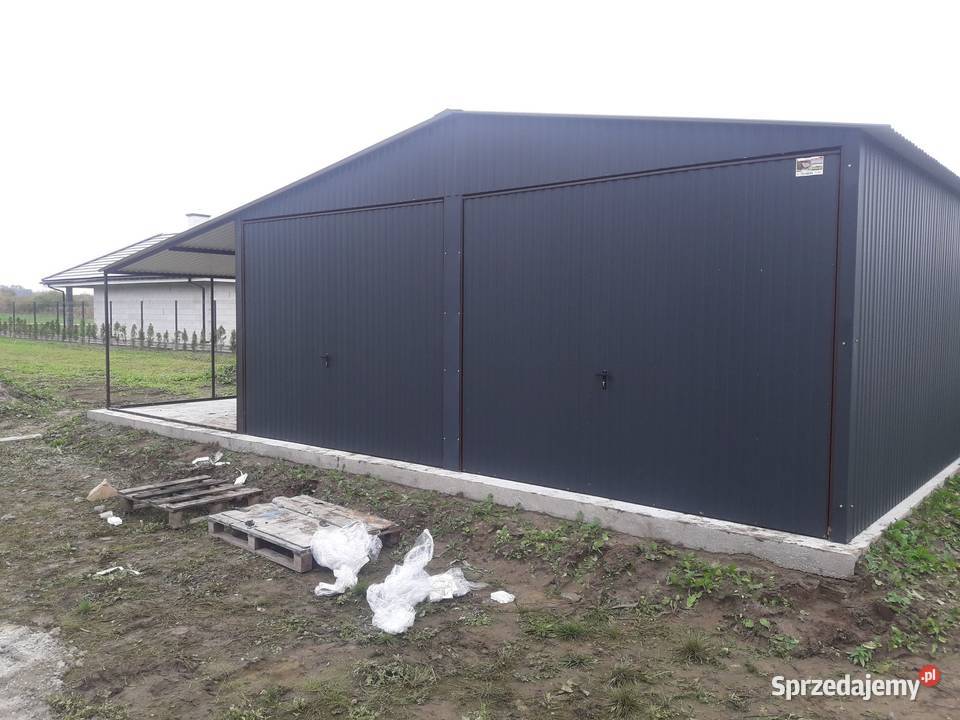 Grafitowy Garaż Dwuspadkowy Garaże Blaszane Nowy Tomyśl
