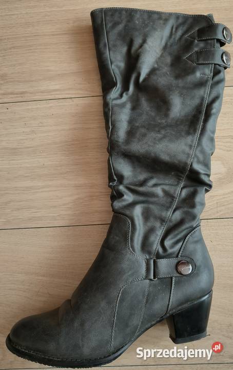 Kozaki szare długie na o obcasie Gdańsk