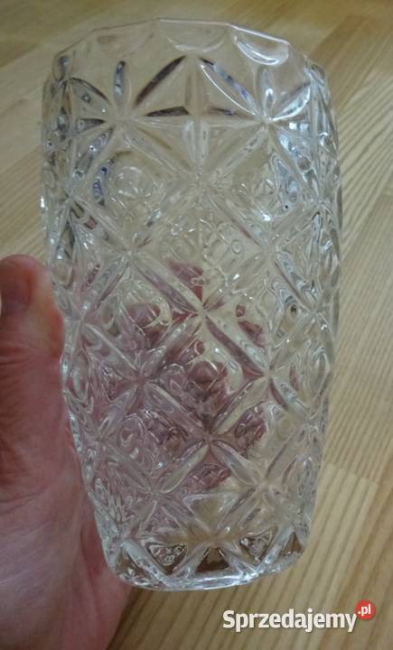 Wazon Grube Szkło Przezroczyste Piękny Szlif Poznań