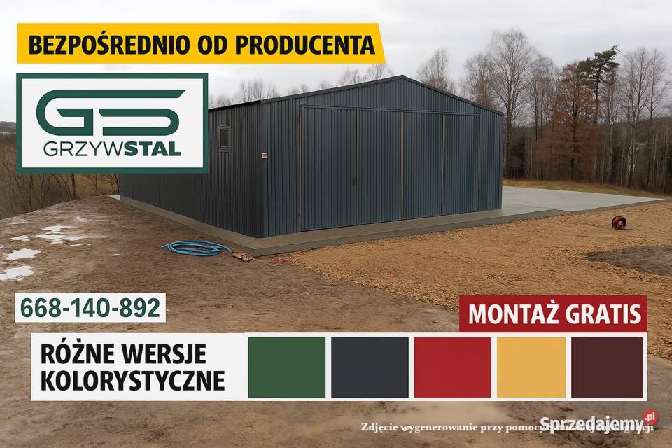 Grafitowy Garaż blaszany Garaże Magazyn 333zł/m2 Świdnica