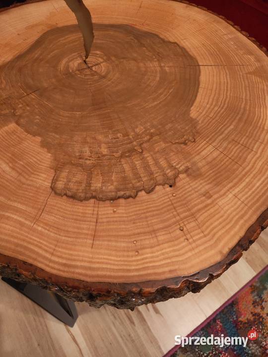 Potężny stolik Jesion olej i żywica 59cm Łódź