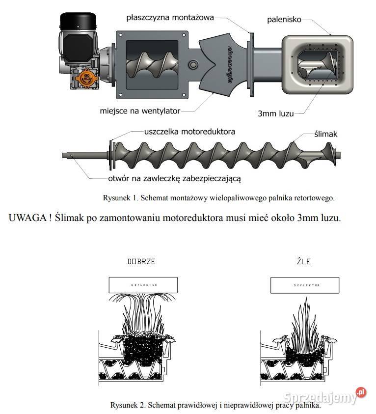 Palnik Retortowy 25 kW ŻELIWNY Ślimak i Podajnik Koszęcin