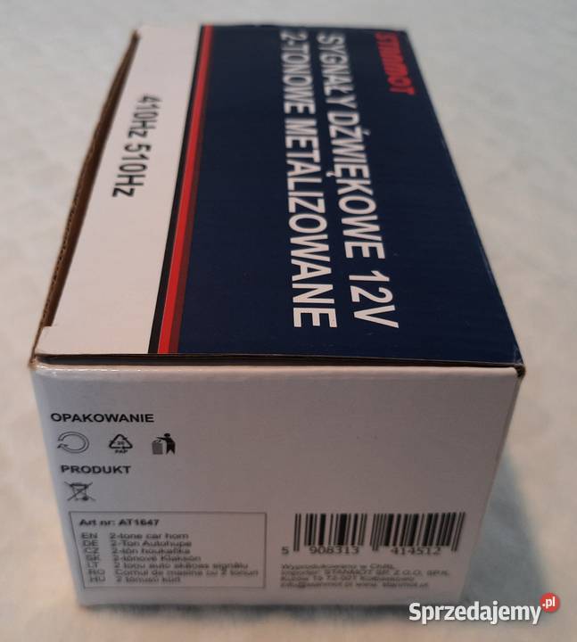 Klakson metalizowany wysoki ton 510Hz 12V AT1647 Pozostałe Czeladź