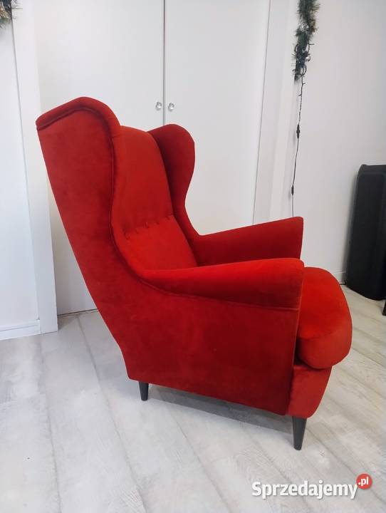 Fotel uszak NORDVALLA rubinowy IKEA Czersk