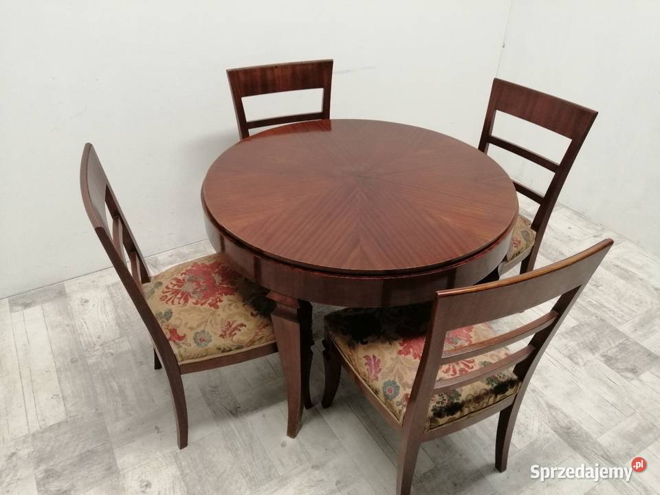 komplet do salonu stół i krzesła ława art deco Radomsko