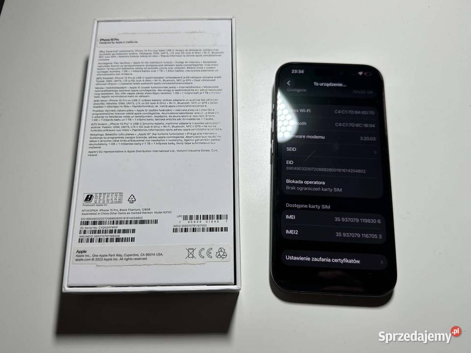 Apple iPhone 15 Pro 128 GB Black Titanium 87 Nowa Sarzyna