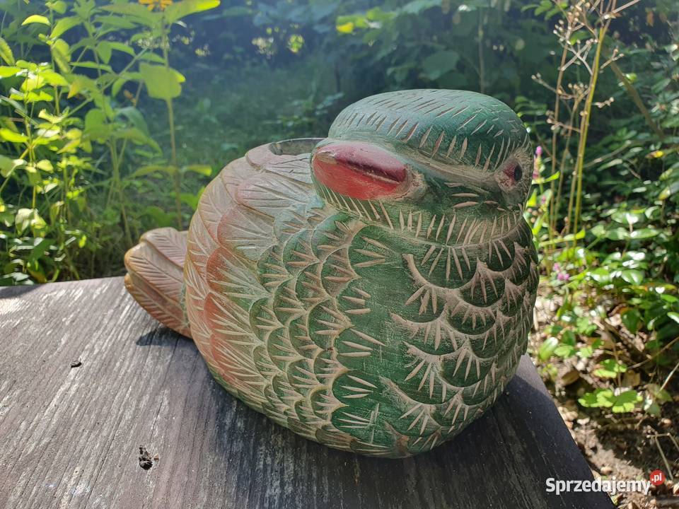 Duża drewniana figurka ptaka Myszków sprzedam