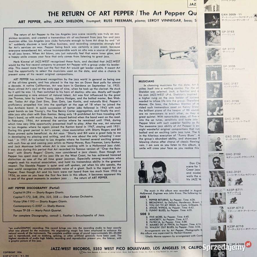Art Pepper The Return Of Art Pepper EXNM Japan Płyty i kasety Poznań