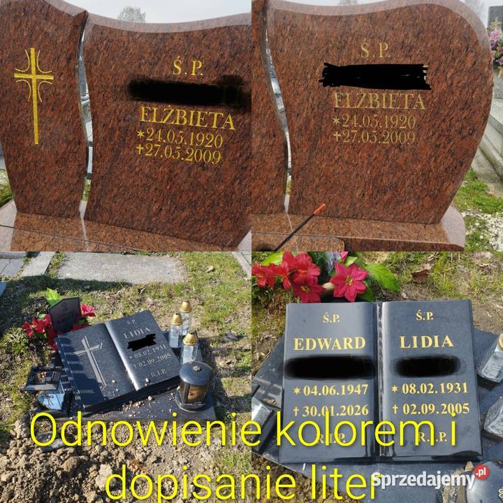 Renowacjamalowanie liter na nagrobku Pozostałe usługi Siemianowice Śląskie