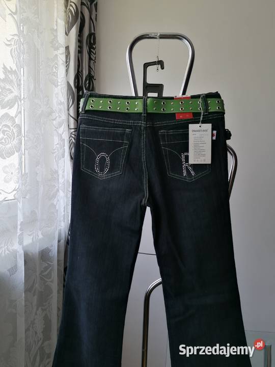 NOWE DAMSKIE SPODNIE JEANSOWE Z PASKIEM ORANGES Łódź