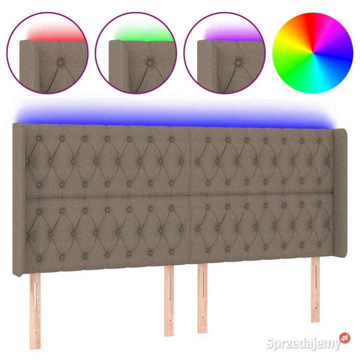 Zagłówek do łóżka z LED taupe 183x16x118128