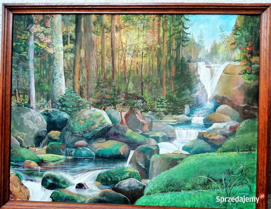 Obraz olejny Leśny strumień Łódź