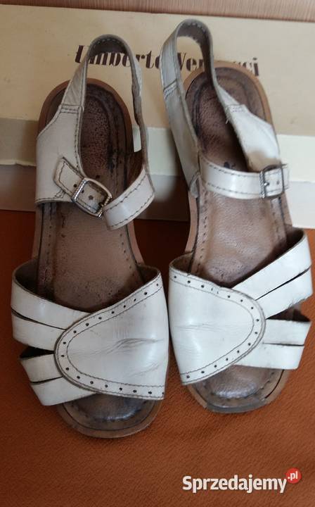 Sandałkisandały skórzane białe35 skóra Sandały i klapki