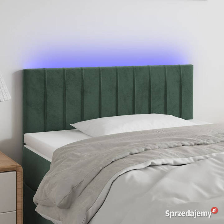 Zagłówek do łóżka z LED ciemnozielony 90x5x7888 Ramy i stelaże Warszawa