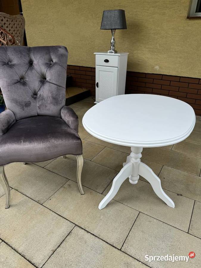Stolik owalny biały na jednej nodze kawowy mazowieckie sprzedam
