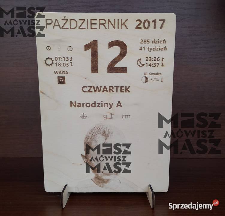 Karta z kalendarza Urodziny Witaj na świecie Racot