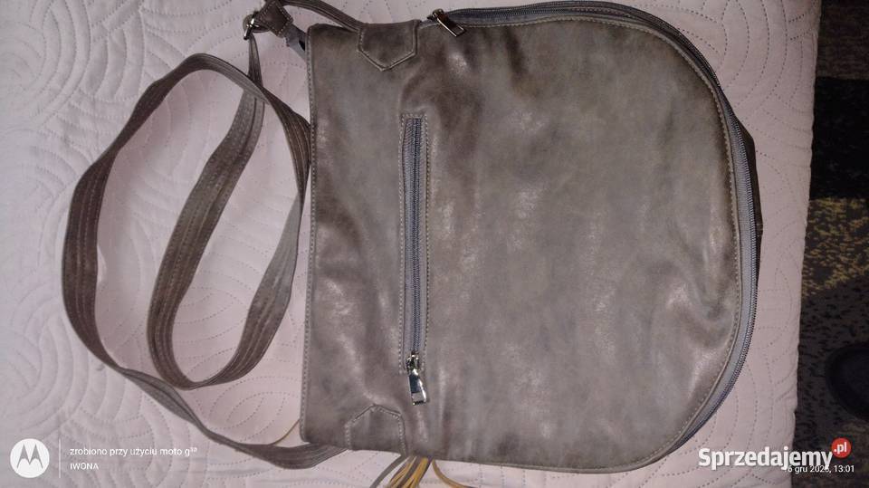 Elegancka szara torebka ze skóry Im Haoda Ostrów Wielkopolski sprzedam