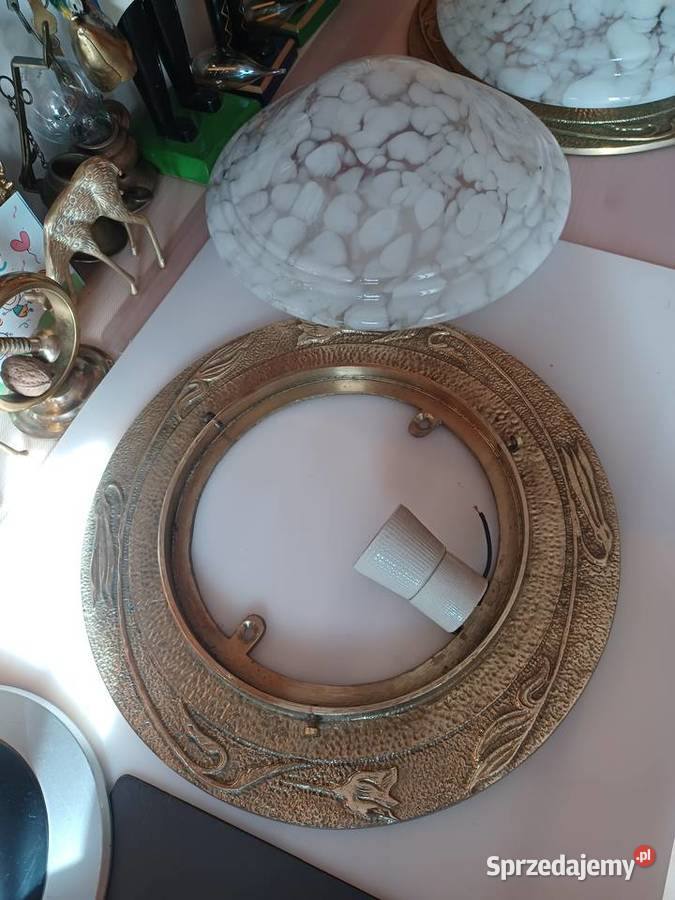 Plafon Lampa mosiądz szkło sprzedam