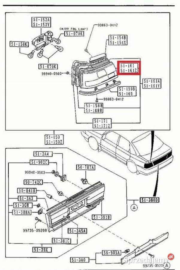 KLOSZ LAMPY PRAWY TYŁ MAZDA 626 8908 NOWY ORYG osobowe lubelskie