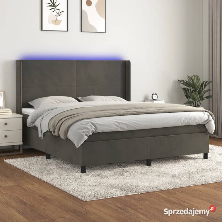 Łóżko kontynentalne z materacem i LED szary 128cm Warszawa sprzedam