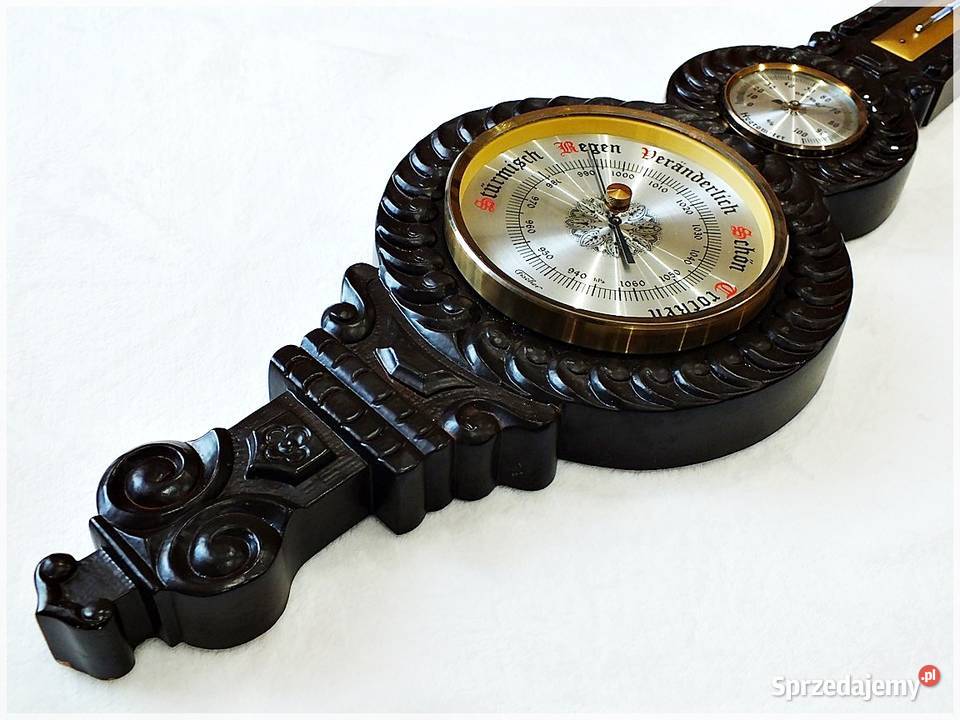 Duży stary Barometr Fischer GDR Stacja pogodowa Antyki, Sztuka, Kolekcje Żary