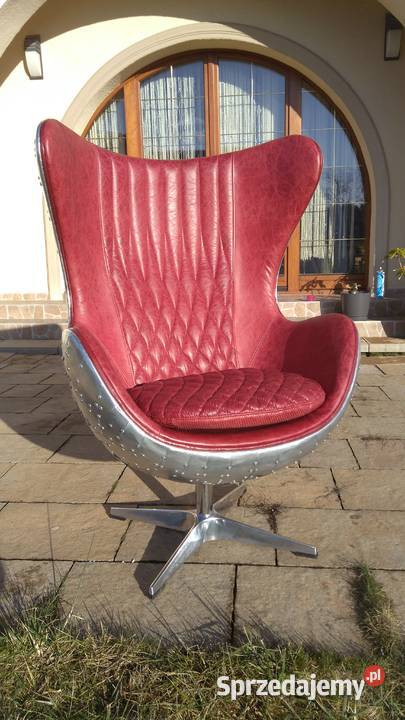 Fotel Aviator Tomcat Egg Vintage brązowa skóra 116cm łódzkie Łódź
