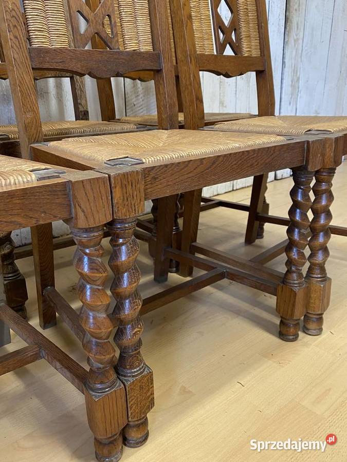 Zestaw 6 krzeseł antycznych w stylu hiszpańskim Poznań