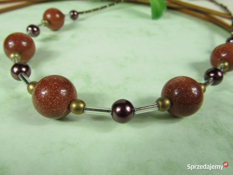 Naszyjnik kula piasek pustyni brązowy złoty Katowice sprzedam