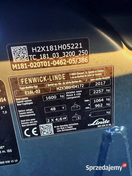 wózek widłowy elektryczny LINDE E16L Triplex Wózki widłowe sprzedam
