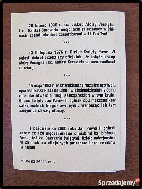 Święci męczennicy salezjańscy w Chinach Ks St Płock