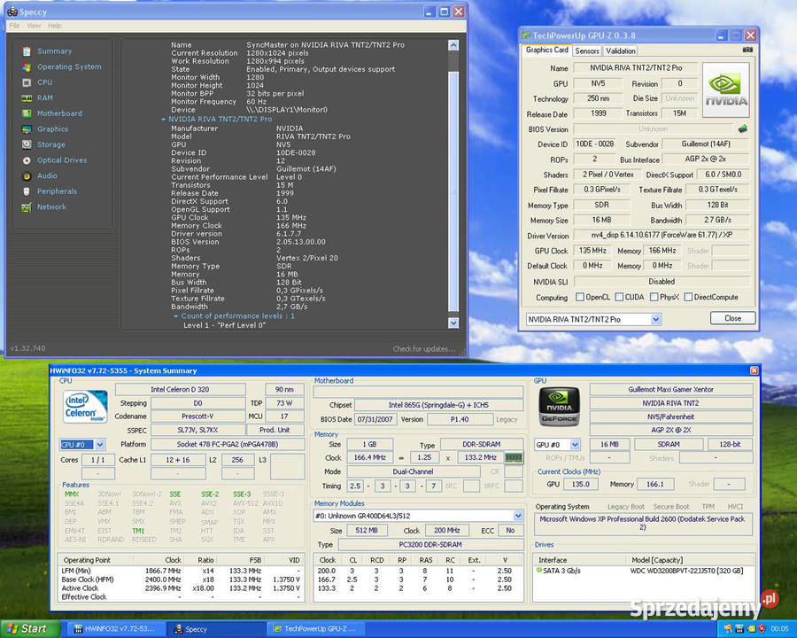 GUILLEMOT Maxi Gamer Xentor NV5 TNT2 16MB SDR Cielądz