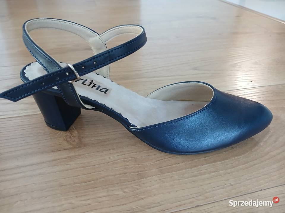 Buty damskie 40 nowe otwarta pięta skóra granat Kraków