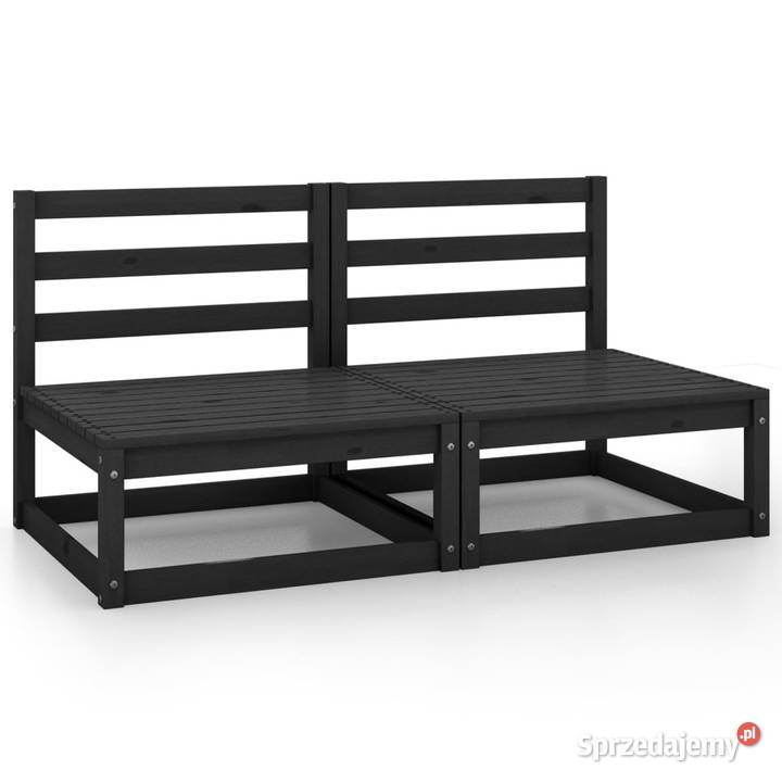 2osobowa sofa ogrodowa czarna lite drewno Krzesła ogrodowe