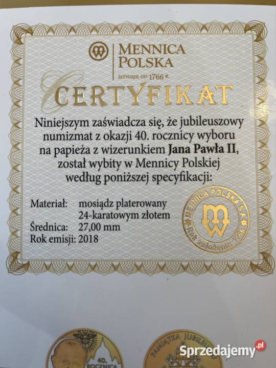Numizmat św Jan Paweł 2 dolnośląskie Głogów