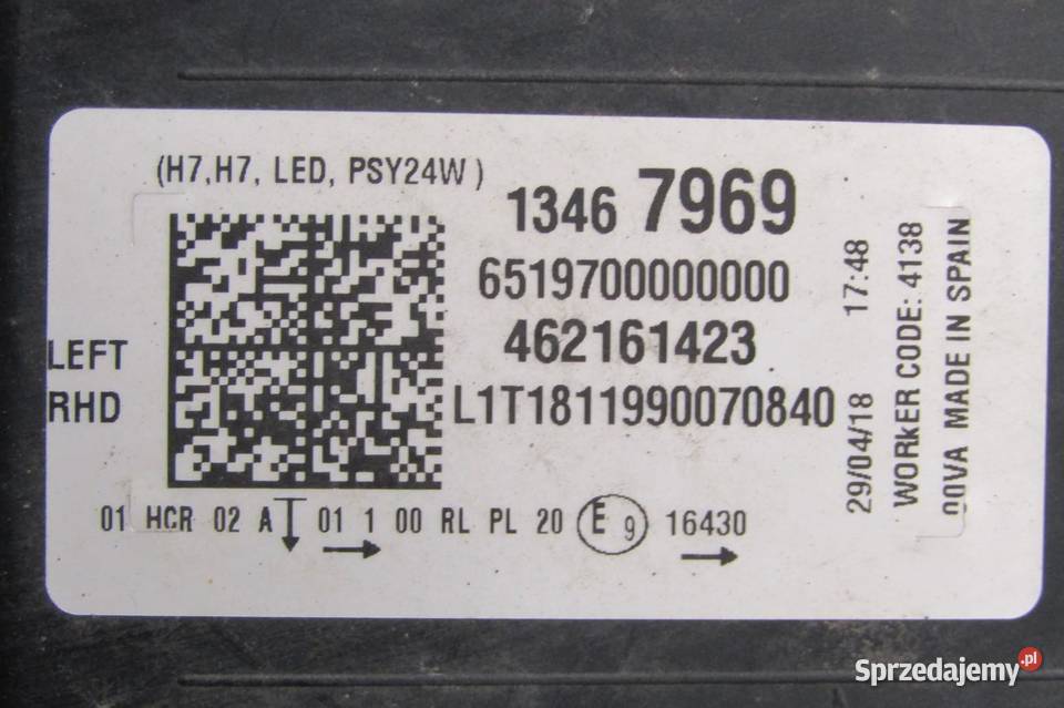 LAMPA PRZEDNIA LEWA LED OPEL CROSSLAND X