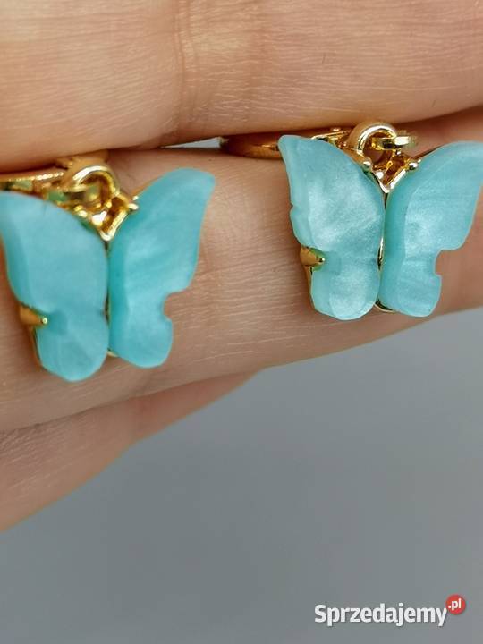 Delikatne kolczyki motylki niebieskie zachodniopomorskie Kołobrzeg