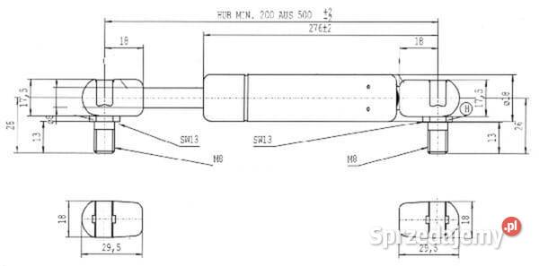 Sprężyna gazowa L500 mm 250N Stabilus CA167703 Kamionna
