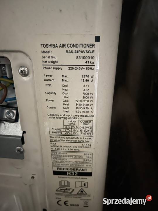 Klimatyzator Toshiba 7KW Hecznarowice