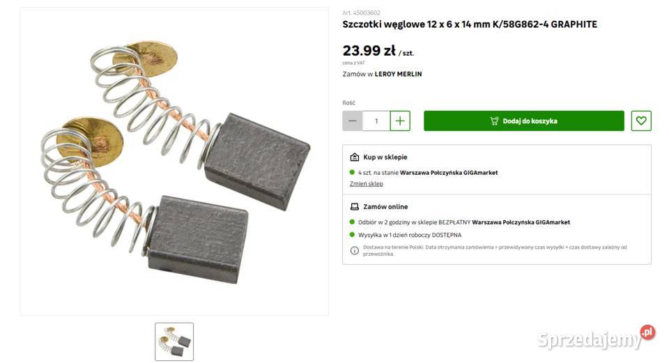 Szczotki węglowe 12 x 6 x 14 mm K58G8624