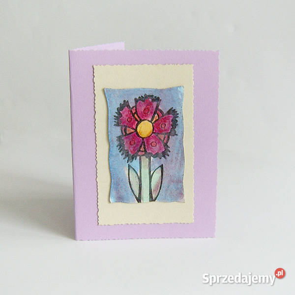 fioletowa kartka pastelowa kartka z kwiatkiem Bydgoszcz
