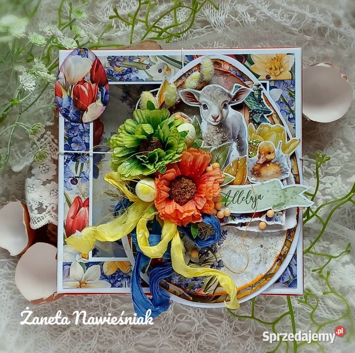 Kartka jajko wielkanoc hand made Rękodzieło sprzedam