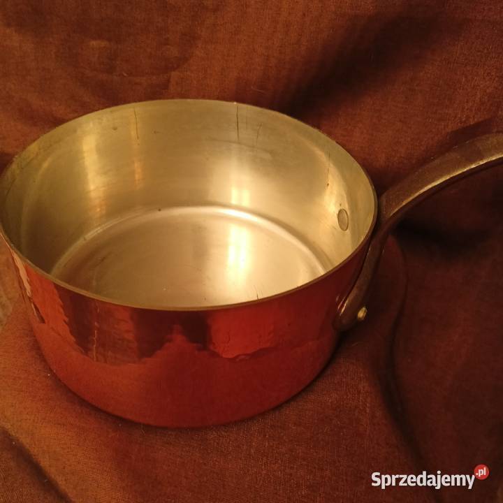 Trzy rondle patelnie do potraw mosiądz Mikołów